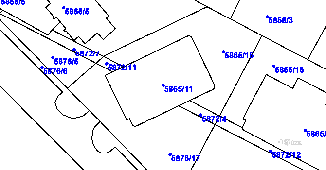 Parcela st. 5865/11 v KÚ Frýdek, Katastrální mapa