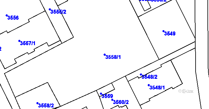 Parcela st. 3558/1 v KÚ Frýdek, Katastrální mapa