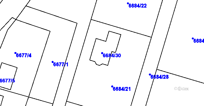 Parcela st. 6684/30 v KÚ Frýdek, Katastrální mapa