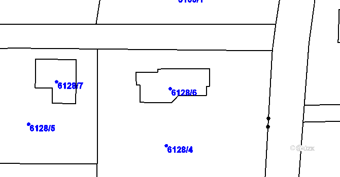 Parcela st. 6128/6 v KÚ Frýdek, Katastrální mapa