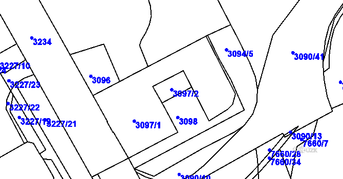 Parcela st. 3097/2 v KÚ Frýdek, Katastrální mapa