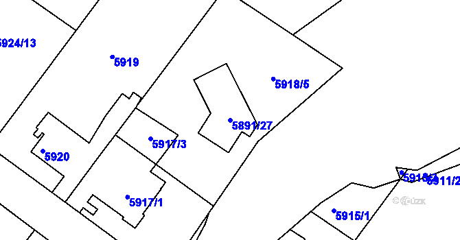Parcela st. 5891/27 v KÚ Frýdek, Katastrální mapa