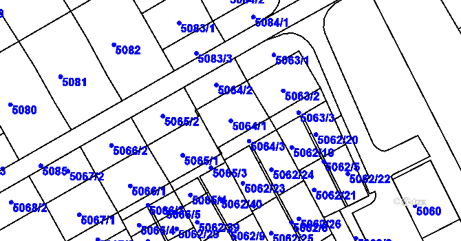 Parcela st. 5064/1 v KÚ Frýdek, Katastrální mapa