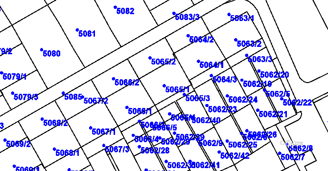 Parcela st. 5065/1 v KÚ Frýdek, Katastrální mapa
