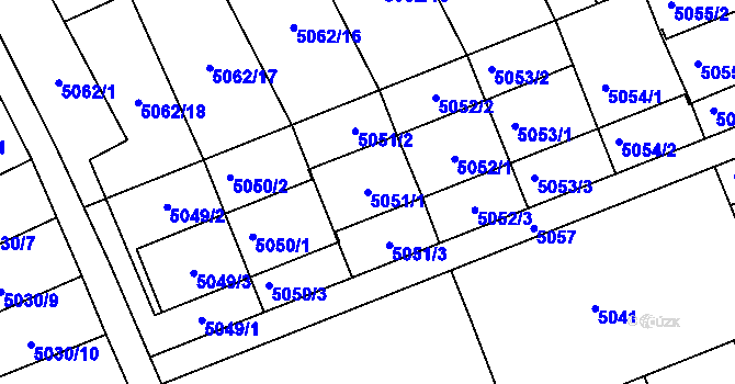 Parcela st. 5051/1 v KÚ Frýdek, Katastrální mapa