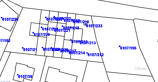 Parcela st. 6107/213 v KÚ Frýdek, Katastrální mapa