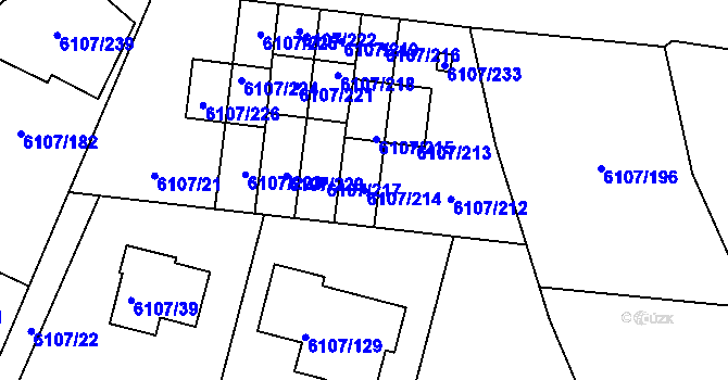 Parcela st. 6107/214 v KÚ Frýdek, Katastrální mapa