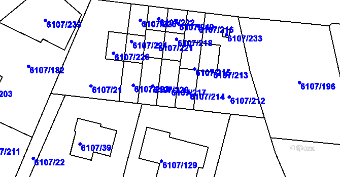 Parcela st. 6107/217 v KÚ Frýdek, Katastrální mapa