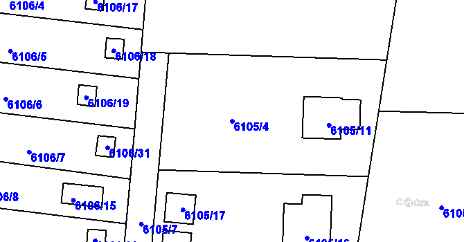 Parcela st. 6105/4 v KÚ Frýdek, Katastrální mapa