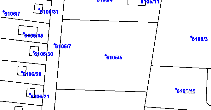 Parcela st. 6105/5 v KÚ Frýdek, Katastrální mapa