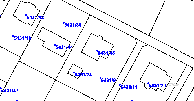 Parcela st. 5431/45 v KÚ Frýdek, Katastrální mapa