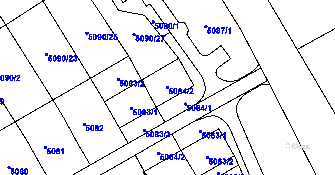 Parcela st. 5084/2 v KÚ Frýdek, Katastrální mapa