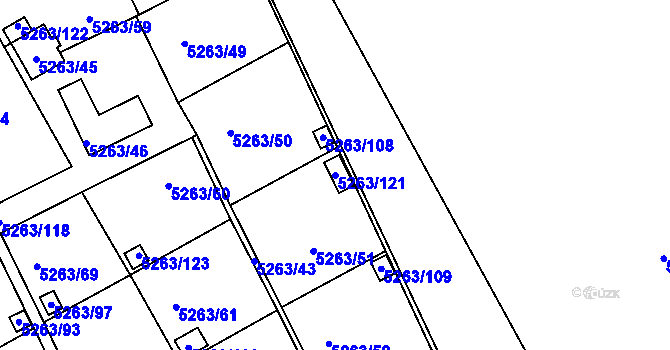 Parcela st. 5263/121 v KÚ Frýdek, Katastrální mapa