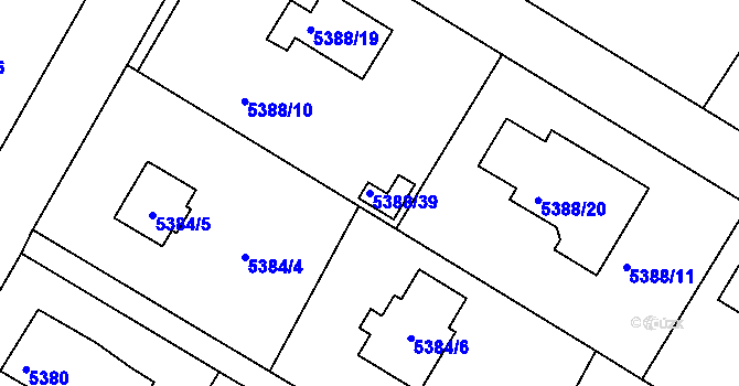Parcela st. 5388/39 v KÚ Frýdek, Katastrální mapa