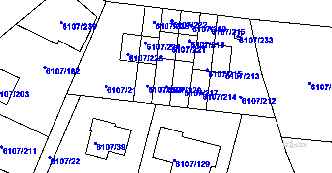 Parcela st. 6107/220 v KÚ Frýdek, Katastrální mapa