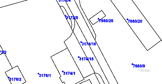 Parcela st. 3174/18 v KÚ Frýdek, Katastrální mapa