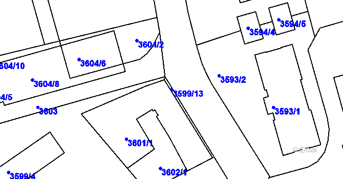 Parcela st. 3599/13 v KÚ Frýdek, Katastrální mapa