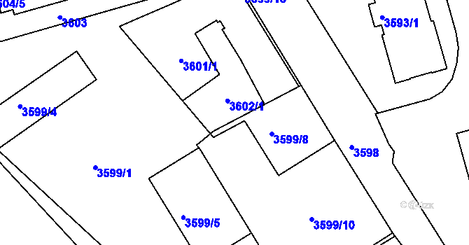 Parcela st. 3602/2 v KÚ Frýdek, Katastrální mapa