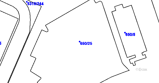 Parcela st. 650/25 v KÚ Frýdek, Katastrální mapa