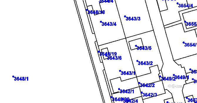 Parcela st. 3648/19 v KÚ Frýdek, Katastrální mapa