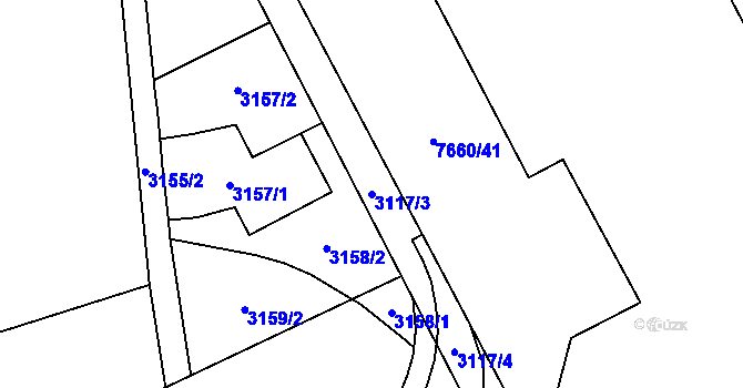 Parcela st. 3117/3 v KÚ Frýdek, Katastrální mapa