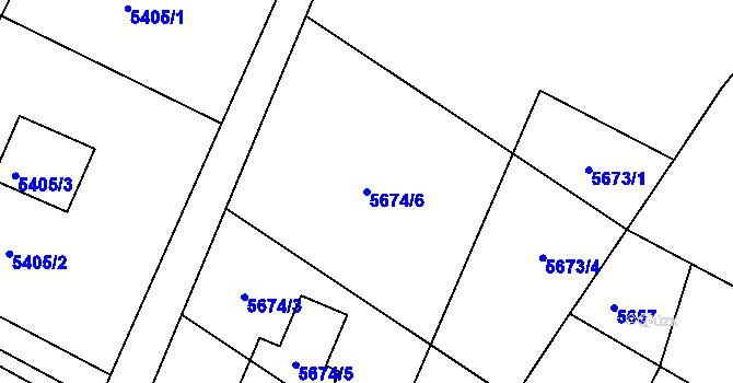 Parcela st. 5674/6 v KÚ Frýdek, Katastrální mapa