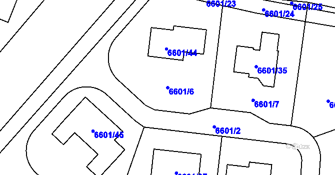 Parcela st. 6601/6 v KÚ Frýdek, Katastrální mapa