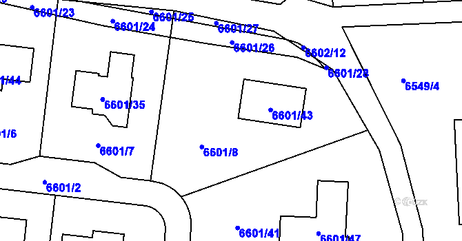Parcela st. 6601/8 v KÚ Frýdek, Katastrální mapa