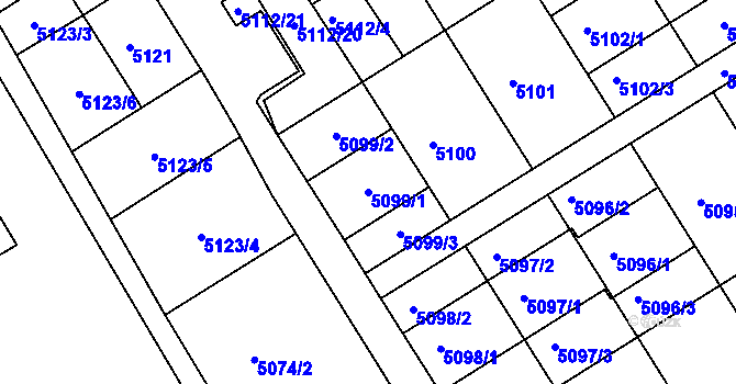 Parcela st. 5099/1 v KÚ Frýdek, Katastrální mapa