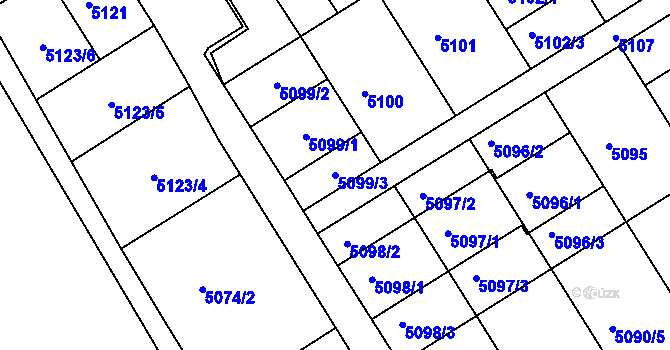 Parcela st. 5099/3 v KÚ Frýdek, Katastrální mapa