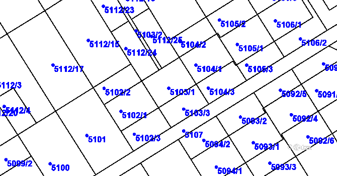 Parcela st. 5103/1 v KÚ Frýdek, Katastrální mapa
