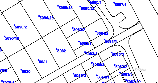 Parcela st. 5083/1 v KÚ Frýdek, Katastrální mapa