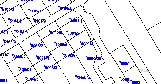 Parcela st. 5091/3 v KÚ Frýdek, Katastrální mapa