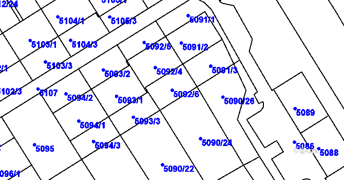 Parcela st. 5092/6 v KÚ Frýdek, Katastrální mapa