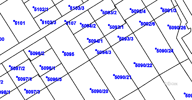 Parcela st. 5094/3 v KÚ Frýdek, Katastrální mapa
