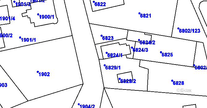 Parcela st. 6824/1 v KÚ Frýdek, Katastrální mapa