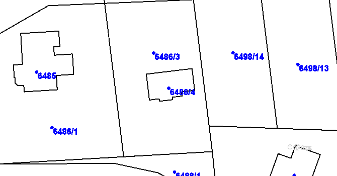 Parcela st. 6486/4 v KÚ Frýdek, Katastrální mapa