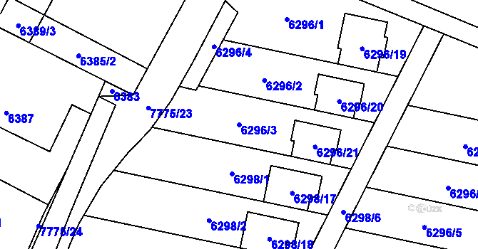 Parcela st. 6296/3 v KÚ Frýdek, Katastrální mapa