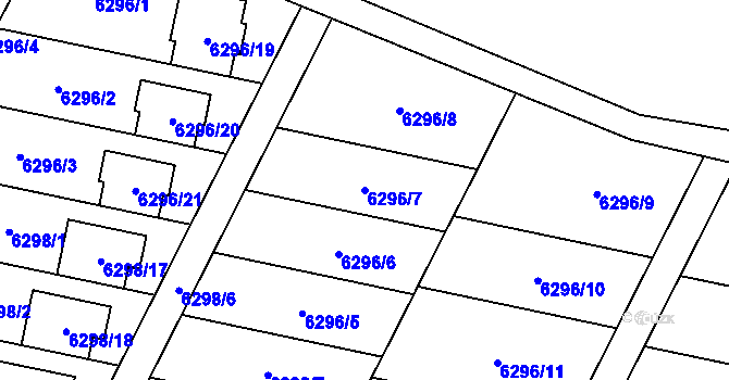 Parcela st. 6296/7 v KÚ Frýdek, Katastrální mapa