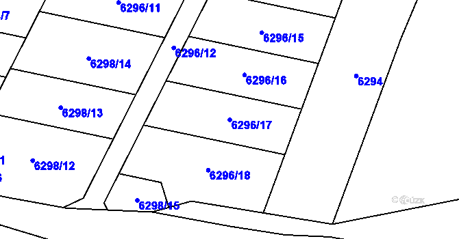 Parcela st. 6296/17 v KÚ Frýdek, Katastrální mapa