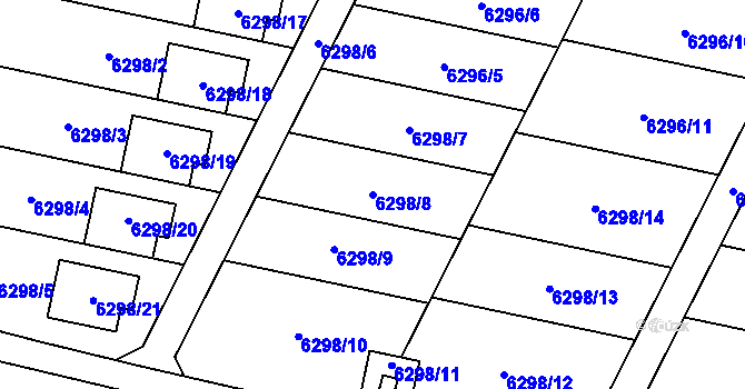 Parcela st. 6298/8 v KÚ Frýdek, Katastrální mapa