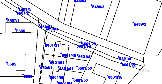 Parcela st. 6601/20 v KÚ Frýdek, Katastrální mapa