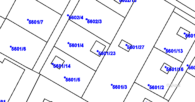 Parcela st. 5601/23 v KÚ Frýdek, Katastrální mapa