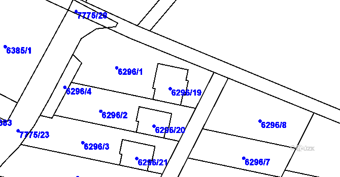 Parcela st. 6296/19 v KÚ Frýdek, Katastrální mapa