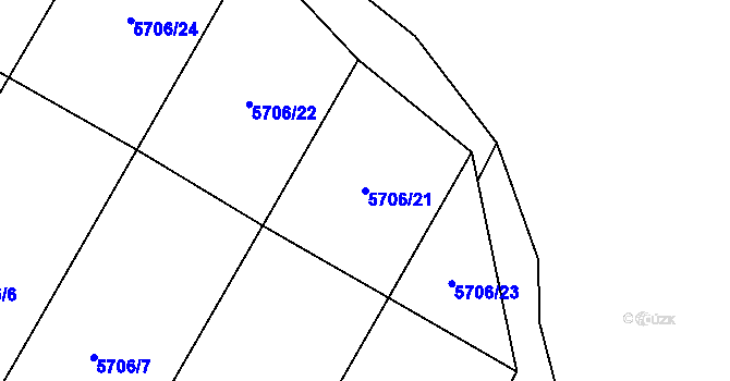 Parcela st. 5706/21 v KÚ Frýdek, Katastrální mapa