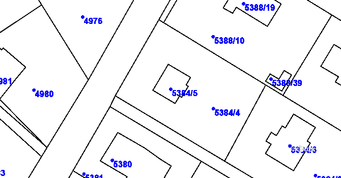 Parcela st. 5384/5 v KÚ Frýdek, Katastrální mapa