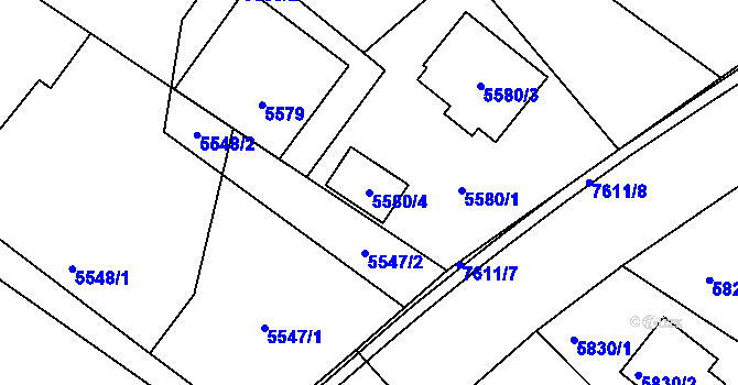 Parcela st. 5580/4 v KÚ Frýdek, Katastrální mapa