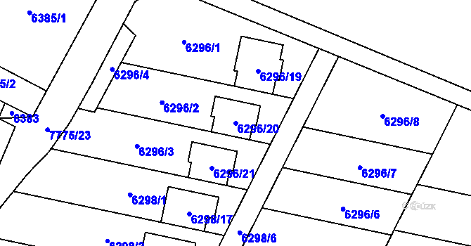 Parcela st. 6296/20 v KÚ Frýdek, Katastrální mapa