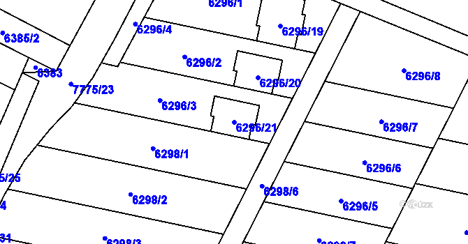 Parcela st. 6296/21 v KÚ Frýdek, Katastrální mapa