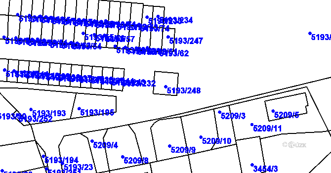 Parcela st. 5193/248 v KÚ Frýdek, Katastrální mapa